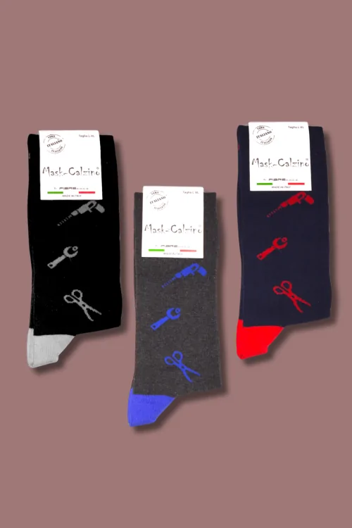 Calcetines largos para hombre con estampado de herramientas