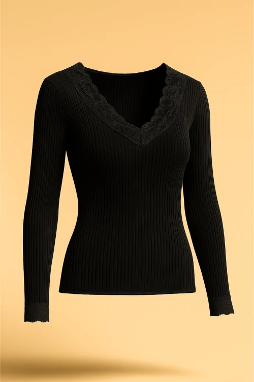 Maglia Donna Costina con Pizzo Plissé