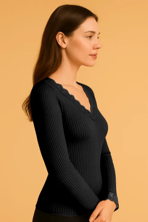Maglia Donna Costina con Pizzo Plissé