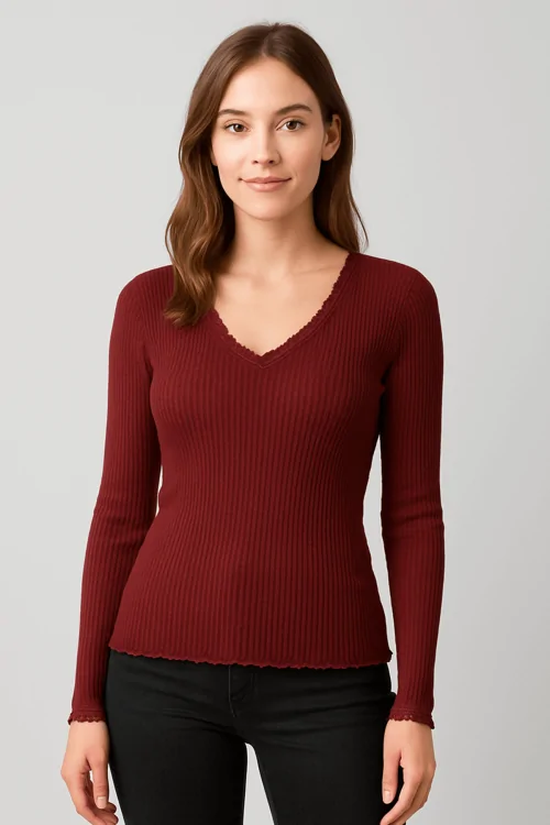 Maglia Donna a Costa Scollatura Profonda