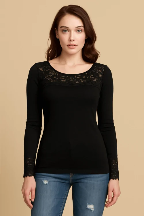Women's Ribbed Sweater with High Lace