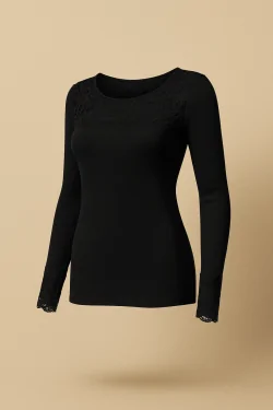 Women's Ribbed Sweater with High Lace