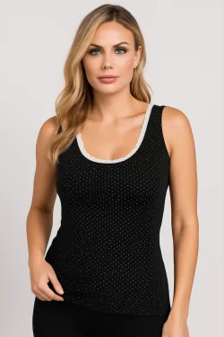 Top de tirantes anchos con estampado de lunares para mujer