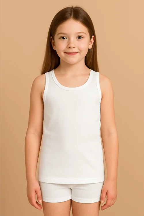 STRETCH COTTON - Leichtes, eng anliegendes Tanktop für Mädchen – (3 Stück)