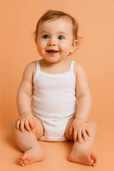 Body de bebé niña con tirantes ligeros, color blanco