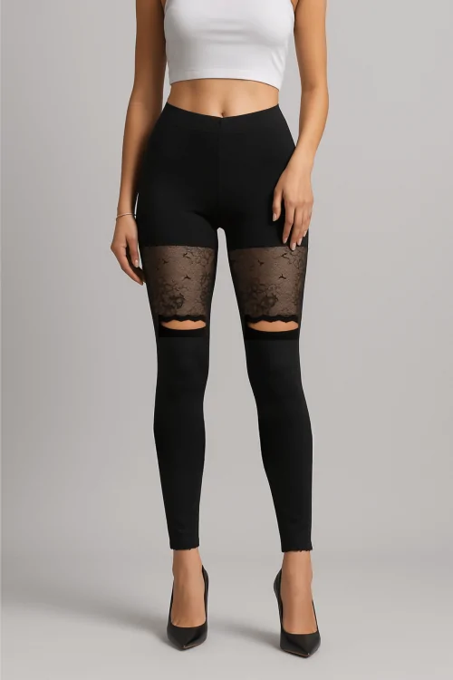 Women's Leggings with Lace Insert