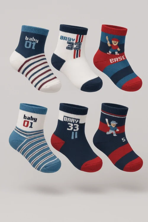 Coton léger et motifs assortis – 6 paires nouveau-né