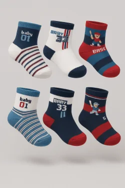 Coton léger et motifs assortis – 6 paires nouveau-né