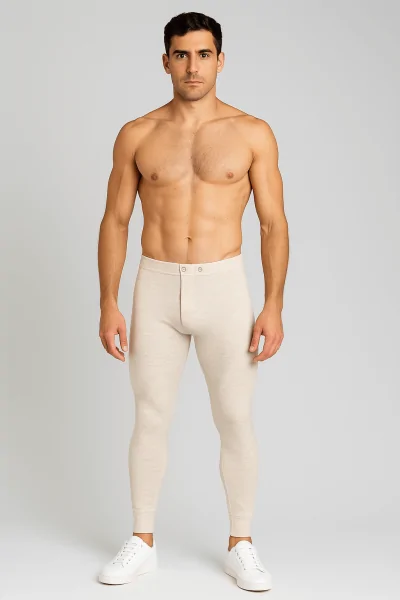 Men's Long Tights with Wool Blend Cuff