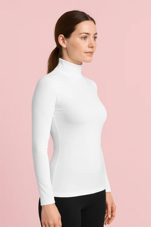 Damen Mikrofaser Rollkragenpullover - warm und eng