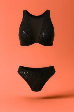 Ensemble à paillettes noires – haut + brésilien sexy