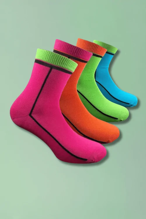 Warme Baumwollsocken für Damen – 4 Paar modische Farben