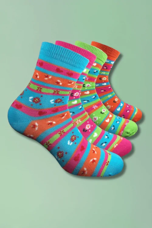Women's Warm Cotton Socks - 4 Pairs Fashion Colors