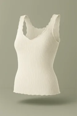 Camiseta de tirantes de lana y seda para mujer: elegante y natural