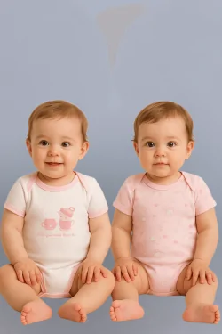 Warm cotton baby bodysuit – 2 pieces with halter neckline