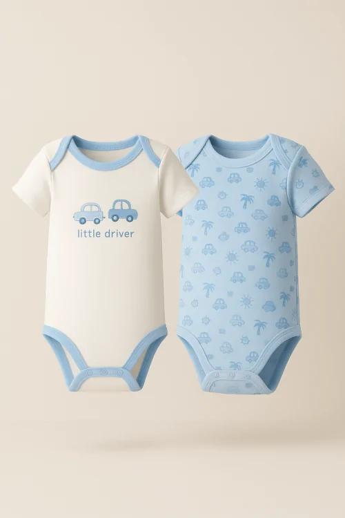 Body caldo neonato cotone – 2 pezzi con scollo americana