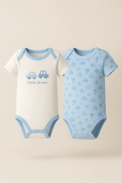 Warm cotton baby bodysuit – 2 pieces with halter neckline
