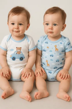 Warm cotton baby bodysuit – 2 pieces with halter neckline