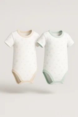 Warm cotton baby bodysuit – 2 pieces with halter neckline