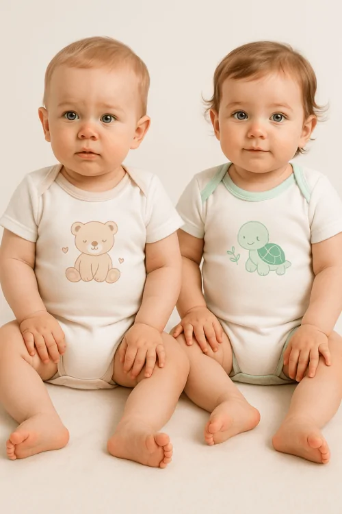 Warm cotton baby bodysuit – 2 pieces with halter neckline