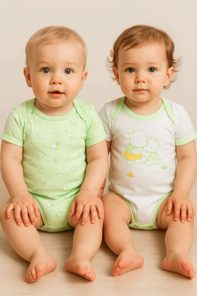 Body bébé en coton léger – respirant et confortable (2 pièces)