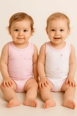 Summer baby bodysuit in cotton – fresh and breathable (2 pieces)