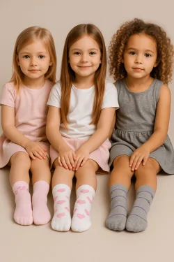 Chaussettes en coton pour bébé fille – fraîches, confortables, non compressives (6 pièces)