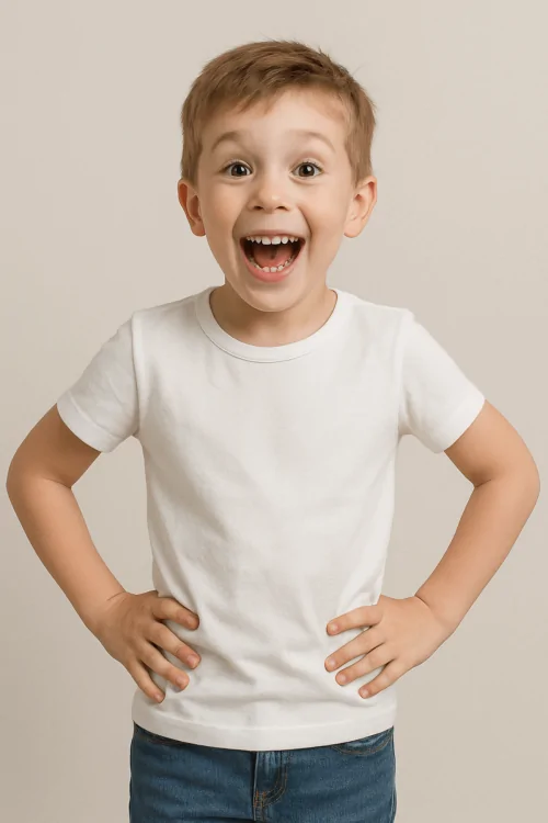 Camiseta de algodón entallada para niños – ligera y fresca (3 piezas)