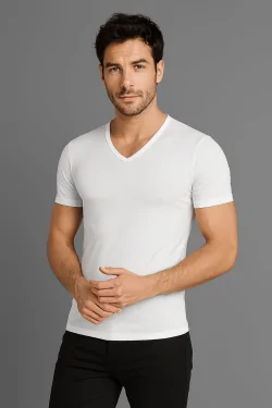T-shirt col V homme – coton extensible bidirectionnel confortable (3 pièces)