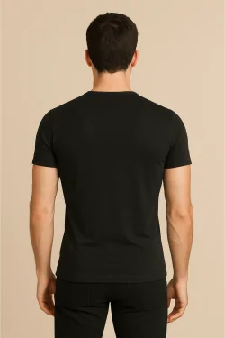 Camiseta de cuello en V para hombre: algodón bielástico cómodo (3 piezas)