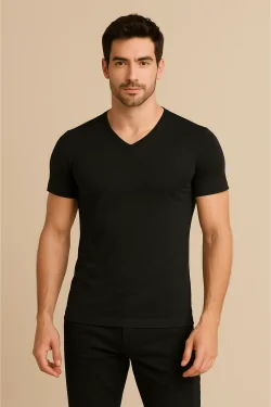 T-shirt col V homme – coton extensible bidirectionnel confortable (3 pièces)