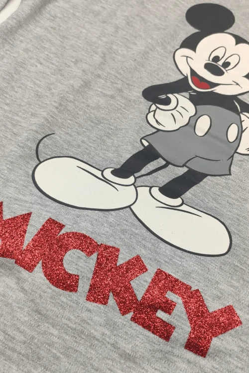 Pijama de Mickey Mouse para niña: gris cálido y vintage