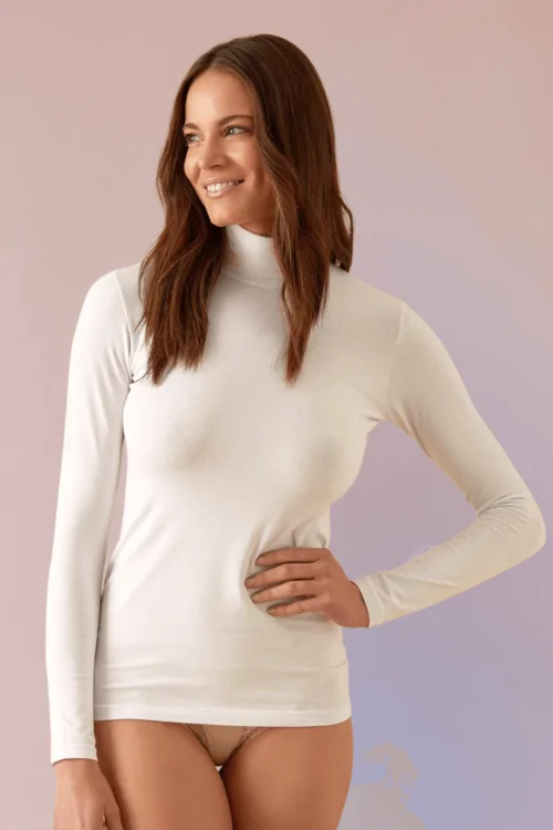 Suéter de cuello alto para mujer: cálido y ajustado en algodón