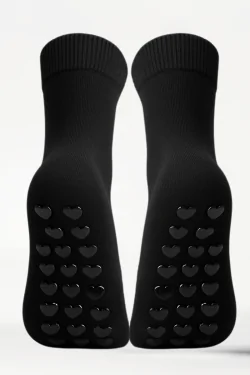(3 pièces) Chaussettes chaudes antidérapantes en coton – couleur unie confortable
