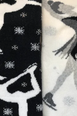 Chaussettes antidérapantes en éponge – confort et adhérence flocon de neige (2 pièces)