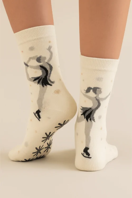 Non-slip sponge socks – comfort and grip snowflake (2 pcs)