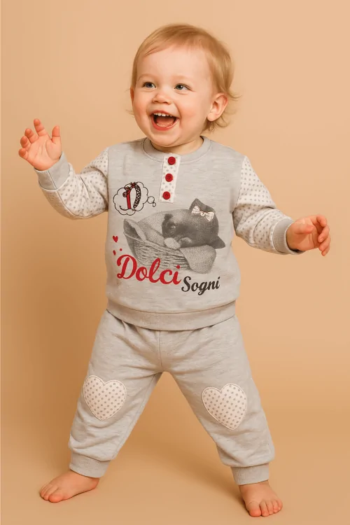 Pyjama bébé fille en coton chaud – confortable hiver 12-18 mois