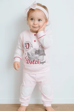 Pijama de algodón cálido para niña – cómodo invierno 12-18 meses