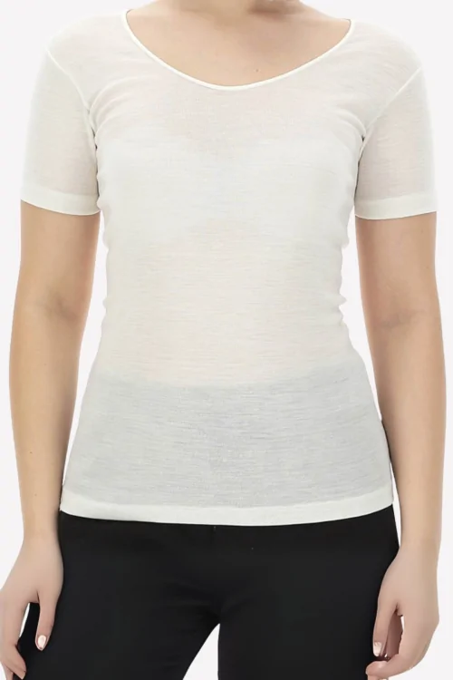 Women's wool-silk sweater – wide neckline and comfort RAGNO