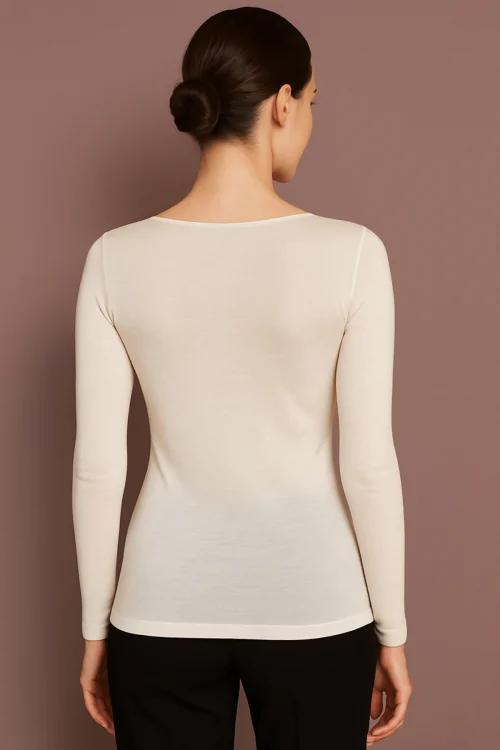 Maglia donna lana seta – manica lunga e scollo ampio Ragno