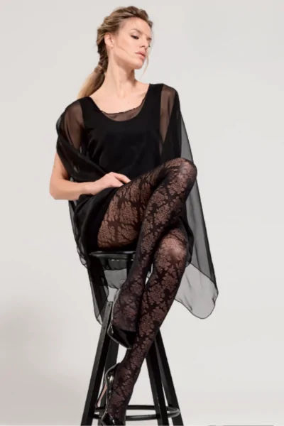 Collant floreale 50 denari – eleganza coprente nero