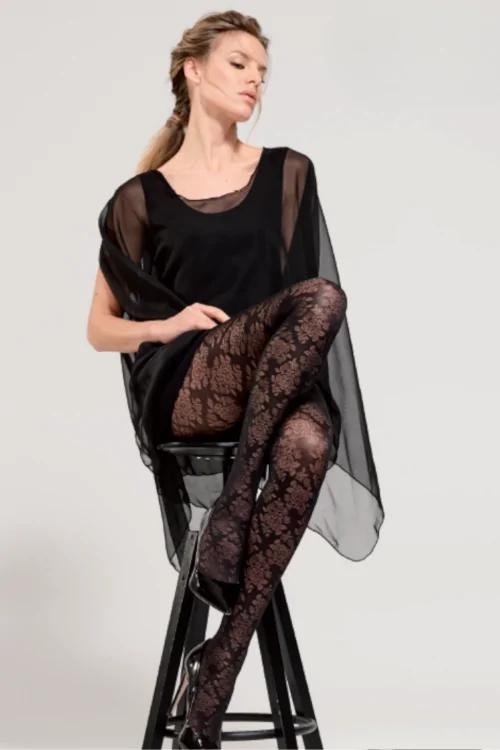 Collant floreale 50 denari – eleganza coprente nero