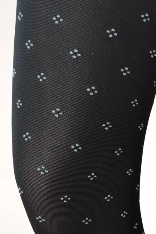 Collant nero coprente 60 den – disegno bianco a contrasto