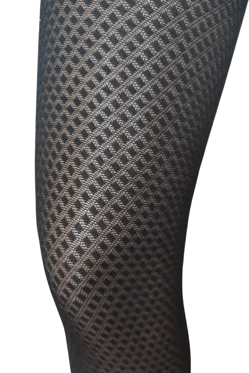 Black openwork tights – elegant geometric pattern