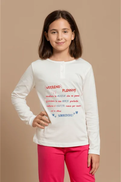 Pyjama en coton léger pour fille – gris ou crème