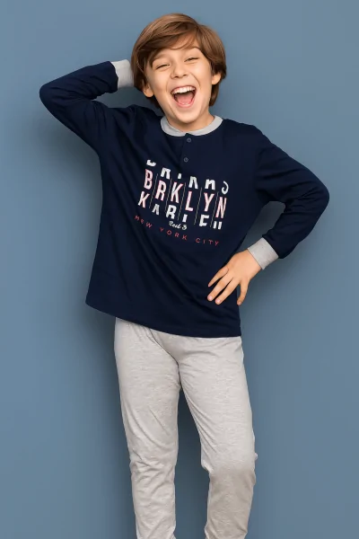 Pijama de algodón para niños 11/12 años – estampado y bolsillo