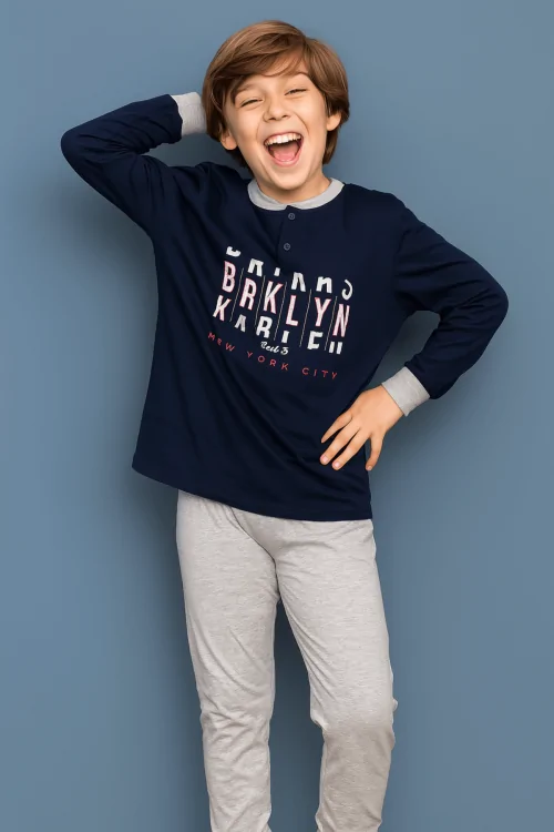 Cotton pajamas for boys 11/12 years – print and pocket