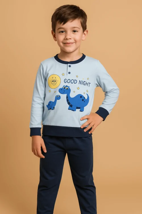 Pijama de algodón ligero para niños: estampado y comodidad.