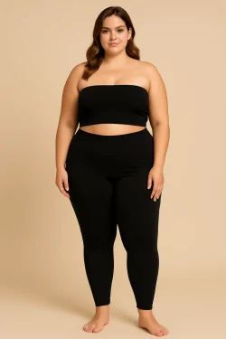 Leggings largos de algodón elástico para mujer (tallas 2XL/4XL)