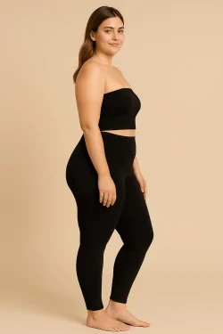 Leggings Maxi Stretch en Coton pour Femme – Noir 2XL/4XL